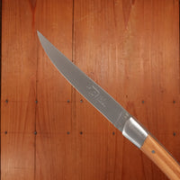 Chazeau Honoré Le Thiers Steak Knife Set Stainless Bolstered Olive Handle - 6 Pieces
