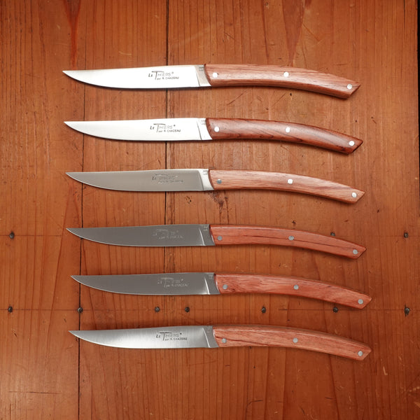 Chazeau Honoré Le Thiers Steak Knife Set Stainless Rosewood Handle - 6 Pieces