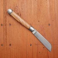 Au Sabot Tonneau 9cm Pocket Knife Sheepsfoot Carbon Bolstered Olive Handle