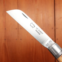 Au Sabot Tonneau 9cm Pocket Knife Sheepsfoot Carbon Bolstered Olive Handle