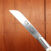 Au Sabot Langres 8cm Pocket Knife Sheepsfoot Carbon White Rhodoid Composite Handle