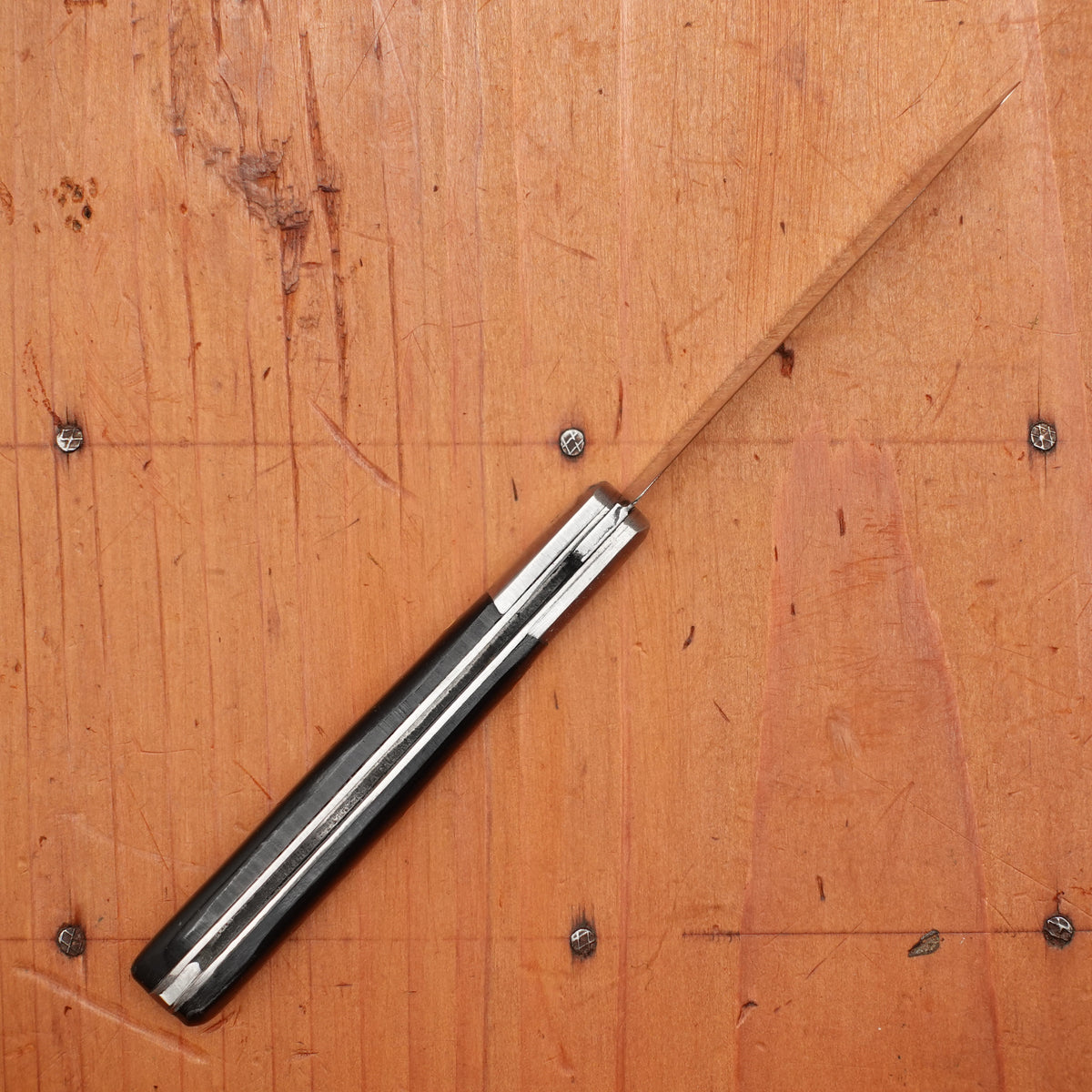 Au Sabot Langres 8cm Pocket Knife Sheepsfoot Carbon Black Rhodoid Composite Handle