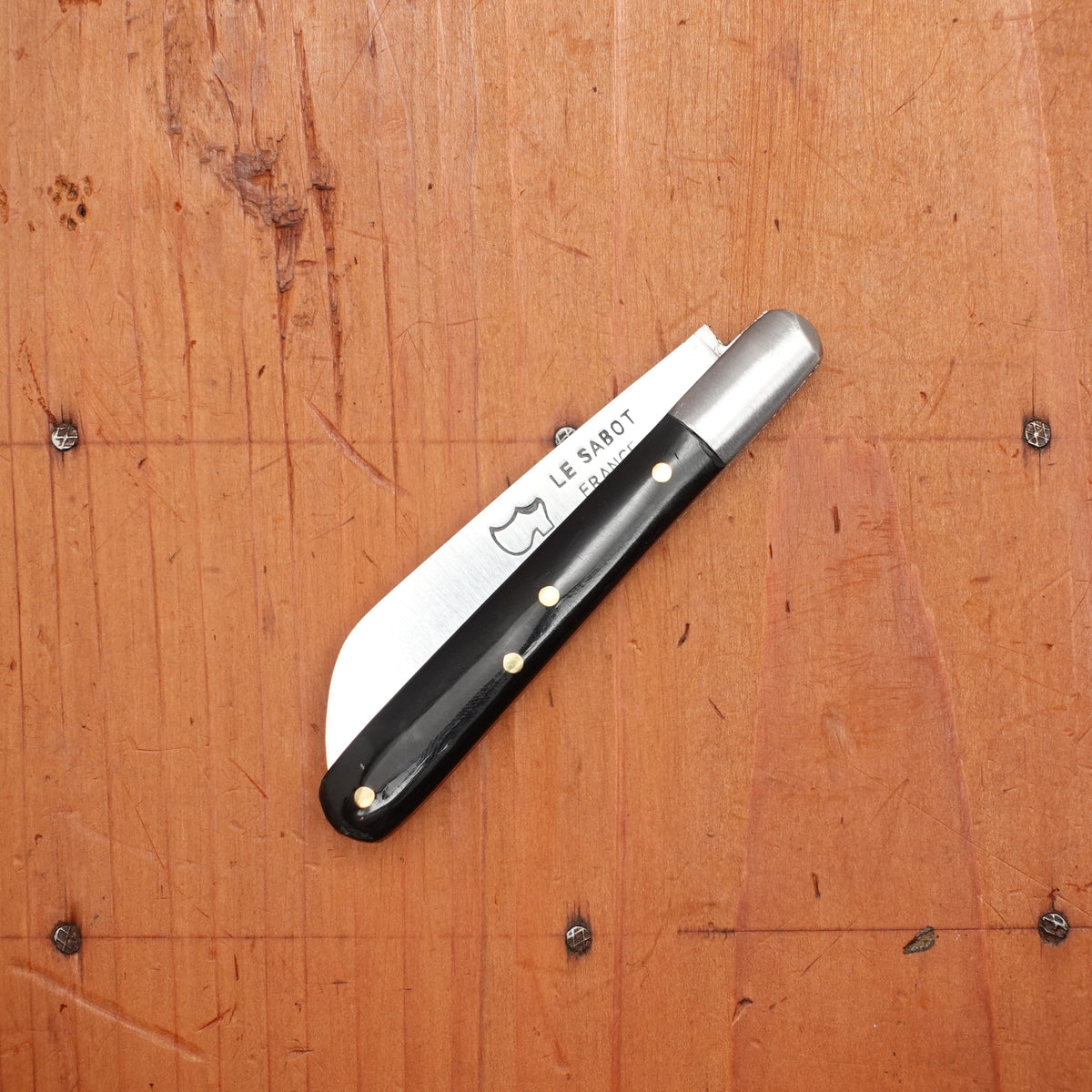 Au Sabot Langres 8cm Pocket Knife Sheepsfoot Carbon Black Rhodoid Composite Handle
