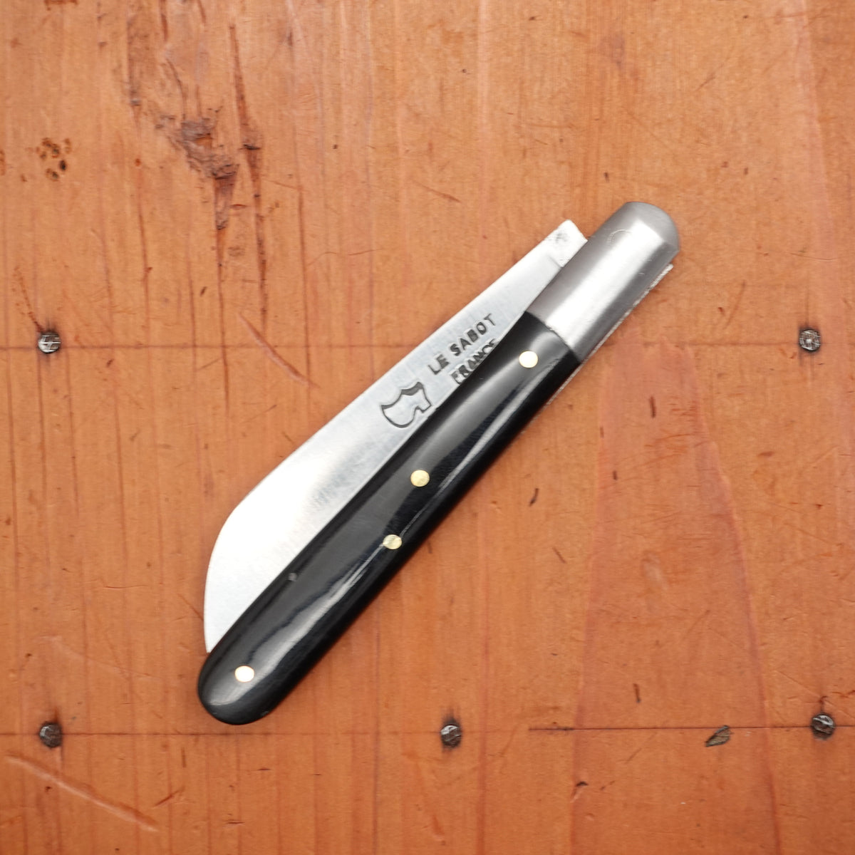 Au Sabot Langres 10cm Pocket Knife Sheepsfoot Carbon Black Rhodoid Composite