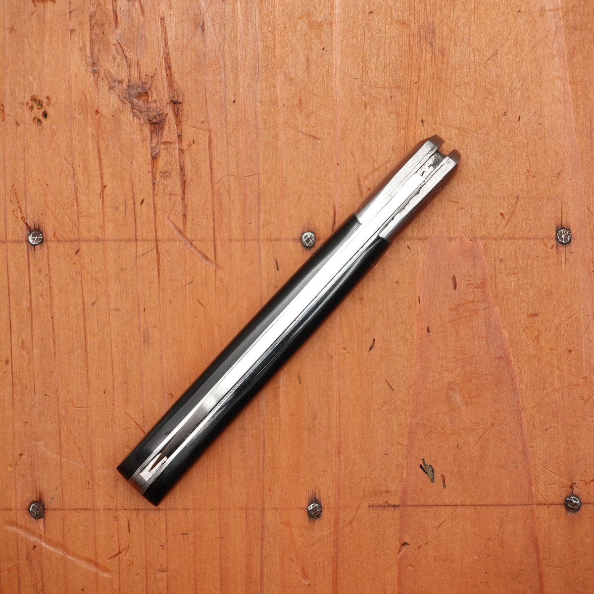 Au Sabot Langres 10cm Pocket Knife Sheepsfoot Carbon Black Rhodoid Composite