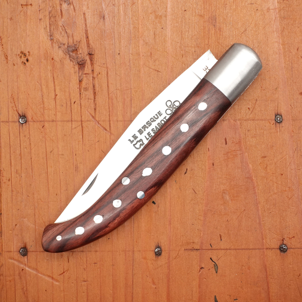 Au Sabot Le Basque 12cm Pocket Knife Clip Point Stainless Pinned Violetwood Handle