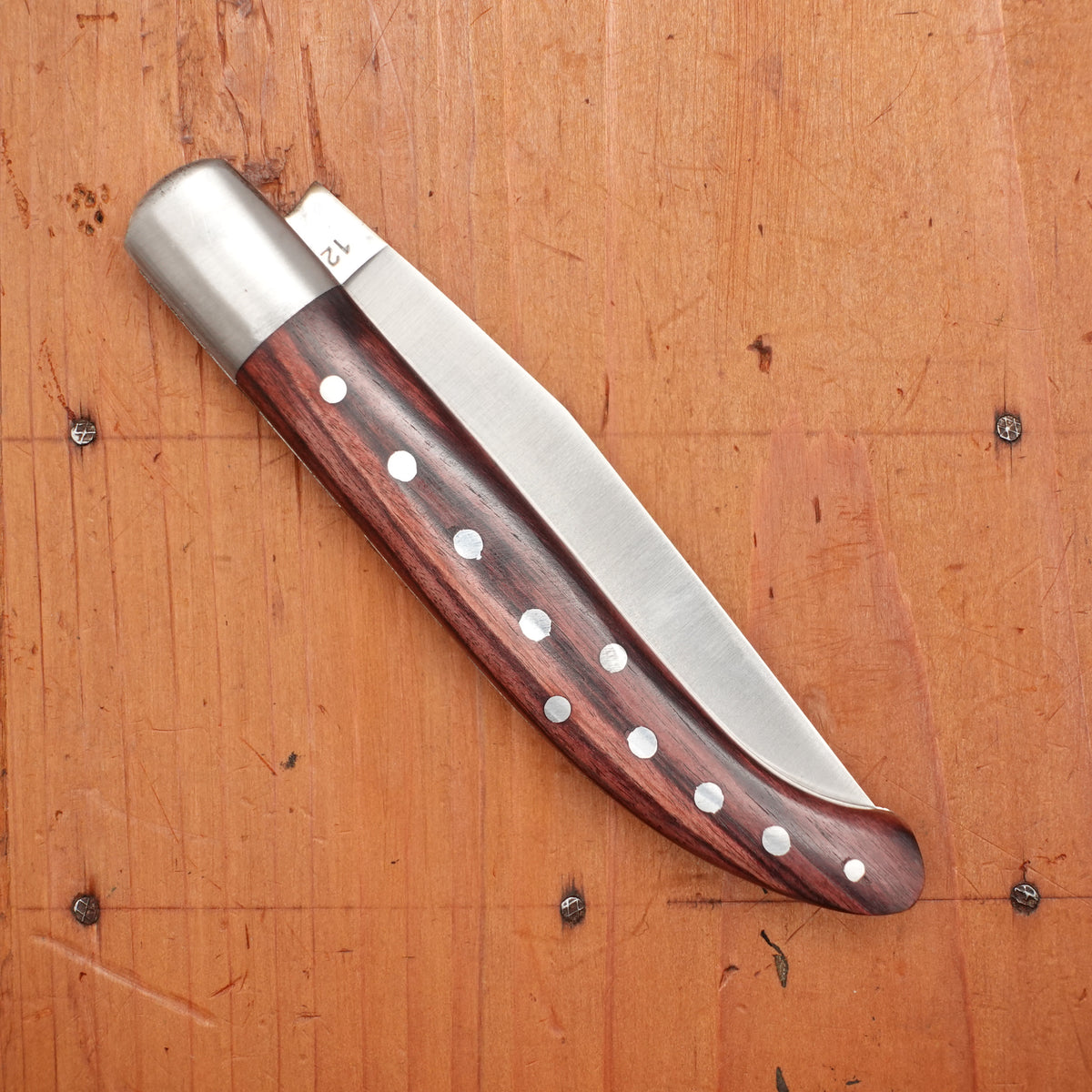 Au Sabot Le Basque 12cm Pocket Knife Clip Point Stainless Pinned Violetwood Handle