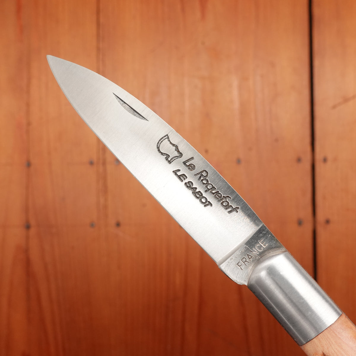 Au Sabot Le Roquefort 10.5cm Pocket Knife Drop Point Stainless Bolstered Juniper Handle