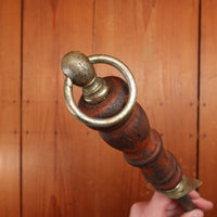 F Dick 14" Sharpening Steel Brass & Turned Wood Handle Germany 1950s-70s #2
