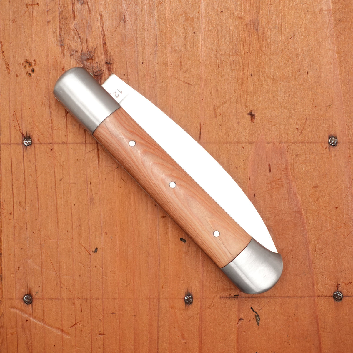 Au Sabot Le Roquefort 10.5cm Pocket Knife Drop Point Stainless Bolstered Juniper Handle