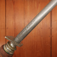 F Dick 14" Sharpening Steel Nickel & Turned Wood Handle Germany 1950s-70s
