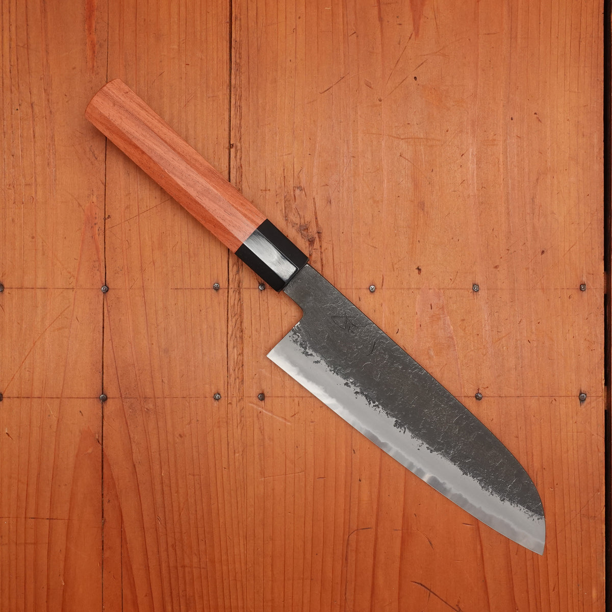 Hitohira Hinode 180mm Santoku Shirogami 2 Kurouchi Quince Handle