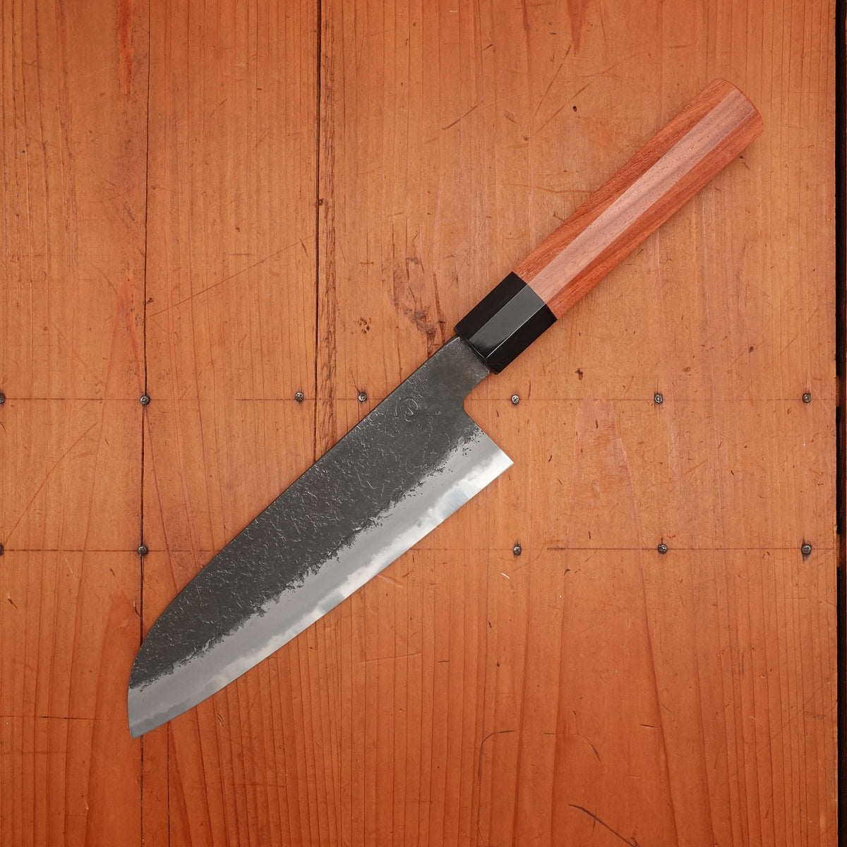 Hitohira Hinode 180mm Santoku Shirogami 2 Kurouchi Quince Handle