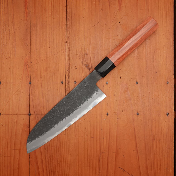 Hitohira Hinode 180mm Santoku Shirogami 2 Kurouchi Quince Handle