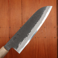 Hitohira Hinode 180mm Santoku Shirogami 2 Kurouchi Yakusugi Cedar Handle