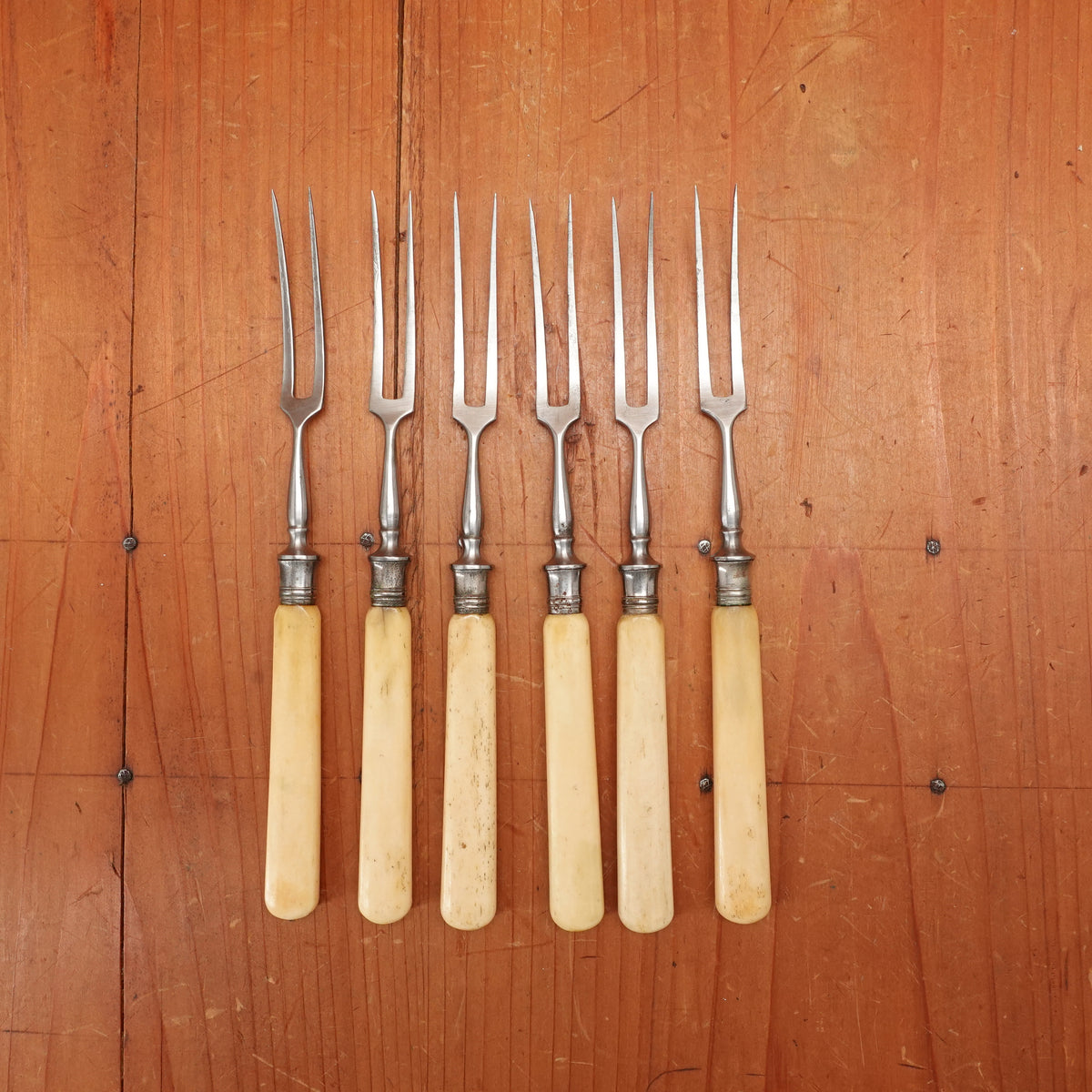 Assorted German Forged 2" Forks Snail Oyster Salumi Carbon Steel Bone 19th C