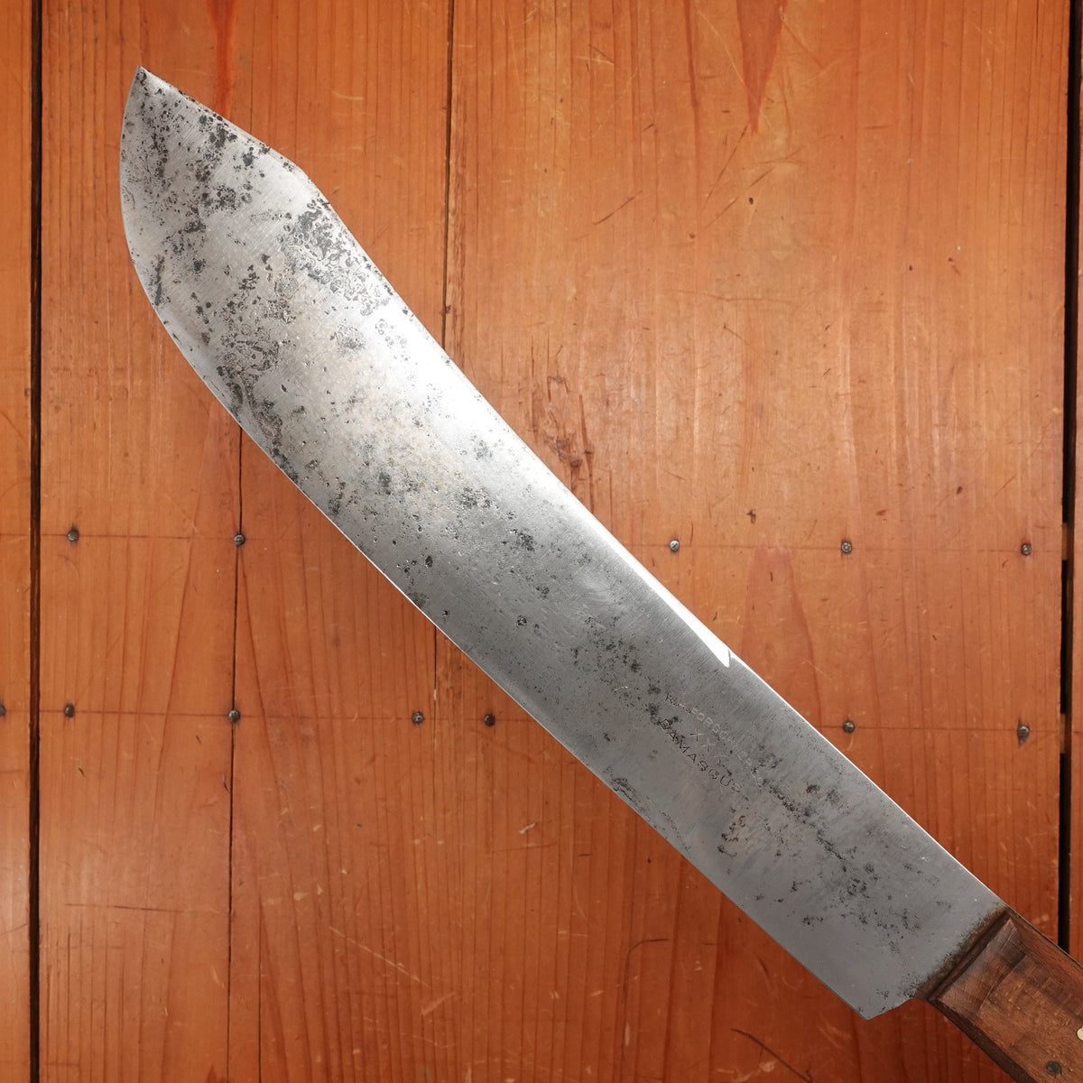 Early Forschner 'XXX Damascus' Foster Bros 10" Bullnose Scimitar Carbon Steel USA 19