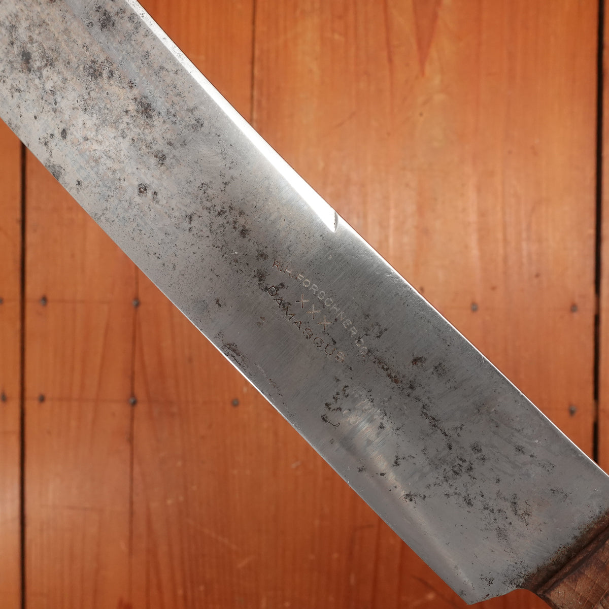 Early Forschner 'XXX Damascus' Foster Bros 10" Bullnose Scimitar Carbon Steel USA 19