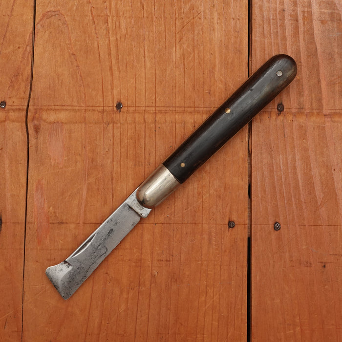 New Old Stock 4 1/8" Bolstered Grafting Knife Carbon Steel & Horn Maniago, Italy 1950-70s