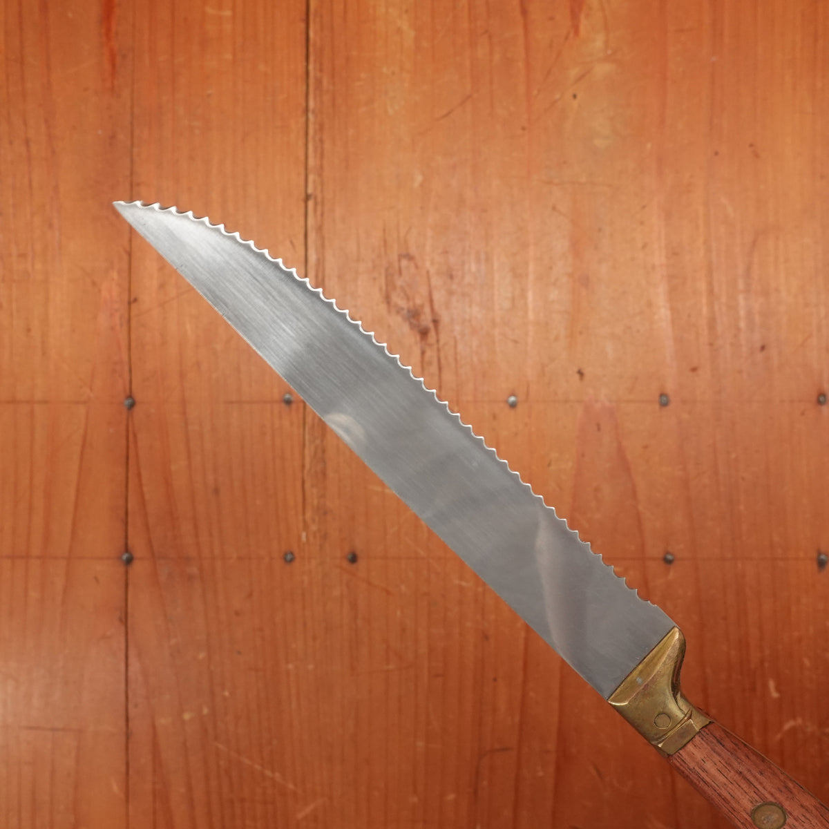 Rowoco set of 6 Steak Knives Stainless Brass Rosewood France 1960s 70s