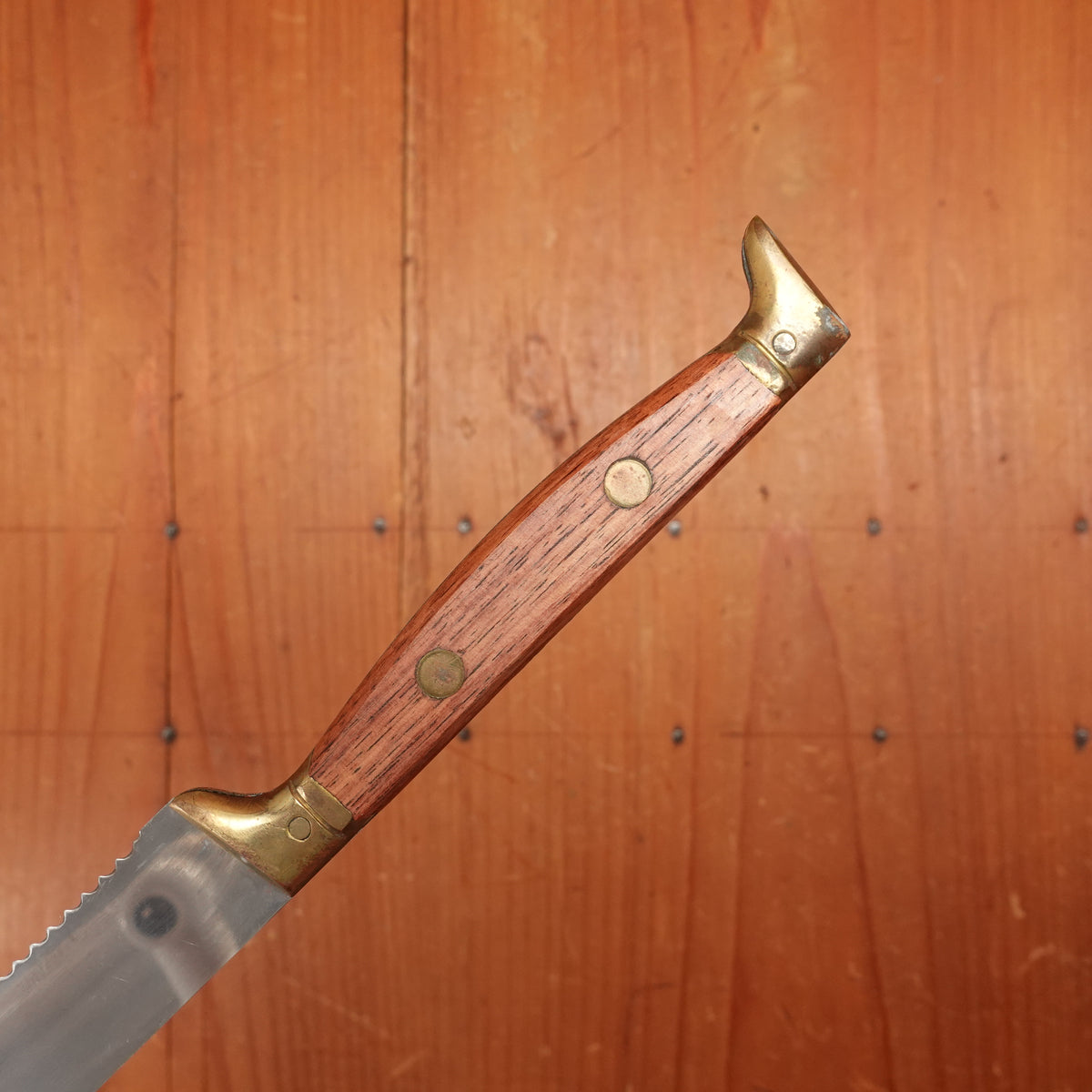 Rowoco set of 6 Steak Knives Stainless Brass Rosewood France 1960s 70s