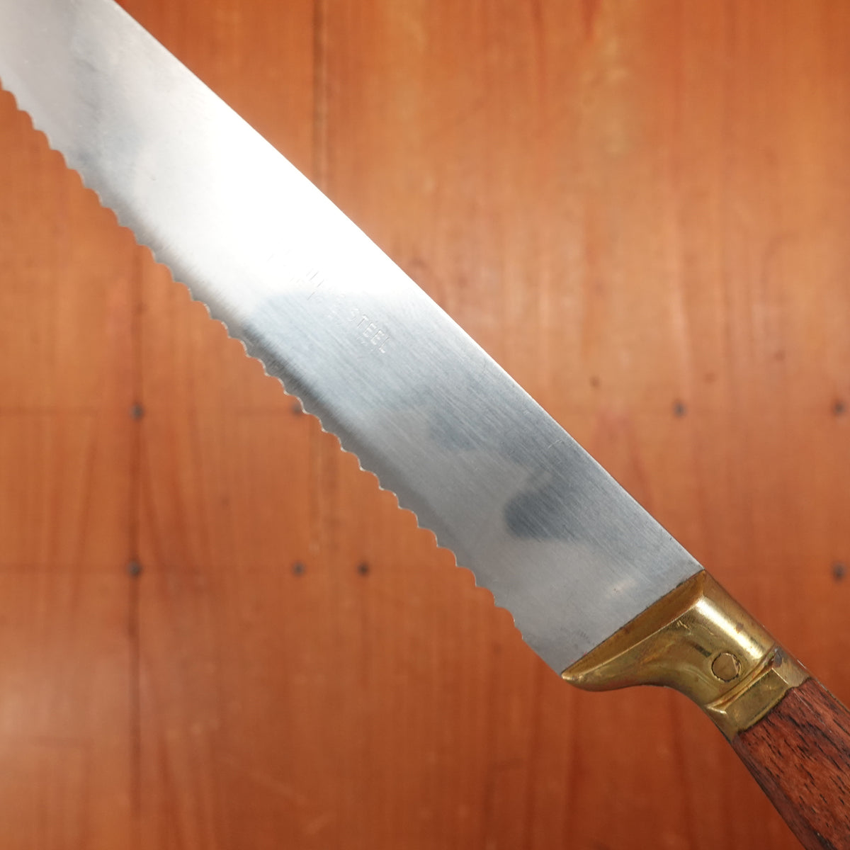 Rowoco set of 6 Steak Knives Stainless Brass Rosewood France 1960s 70s