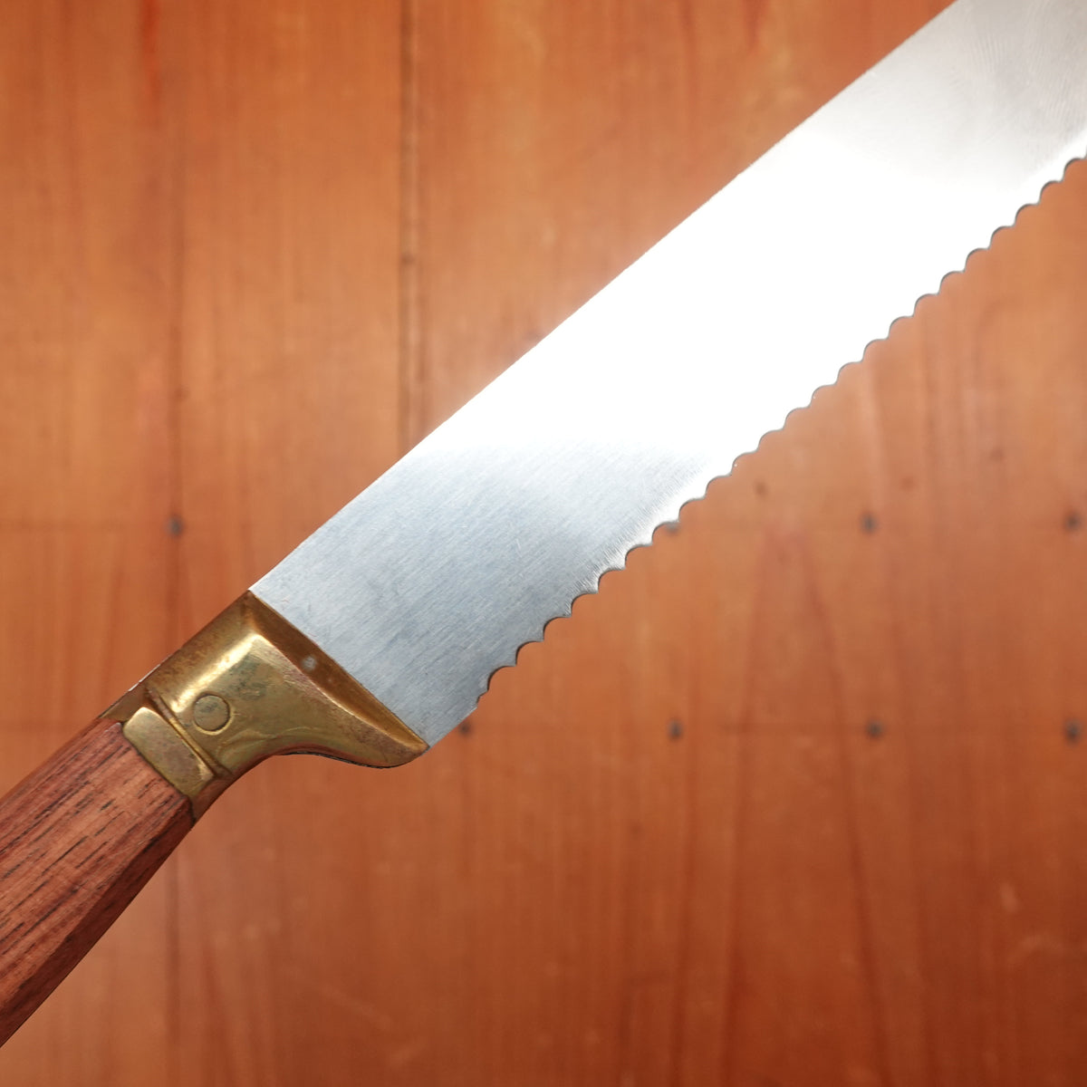 Rowoco set of 6 Steak Knives Stainless Brass Rosewood France 1960s 70s