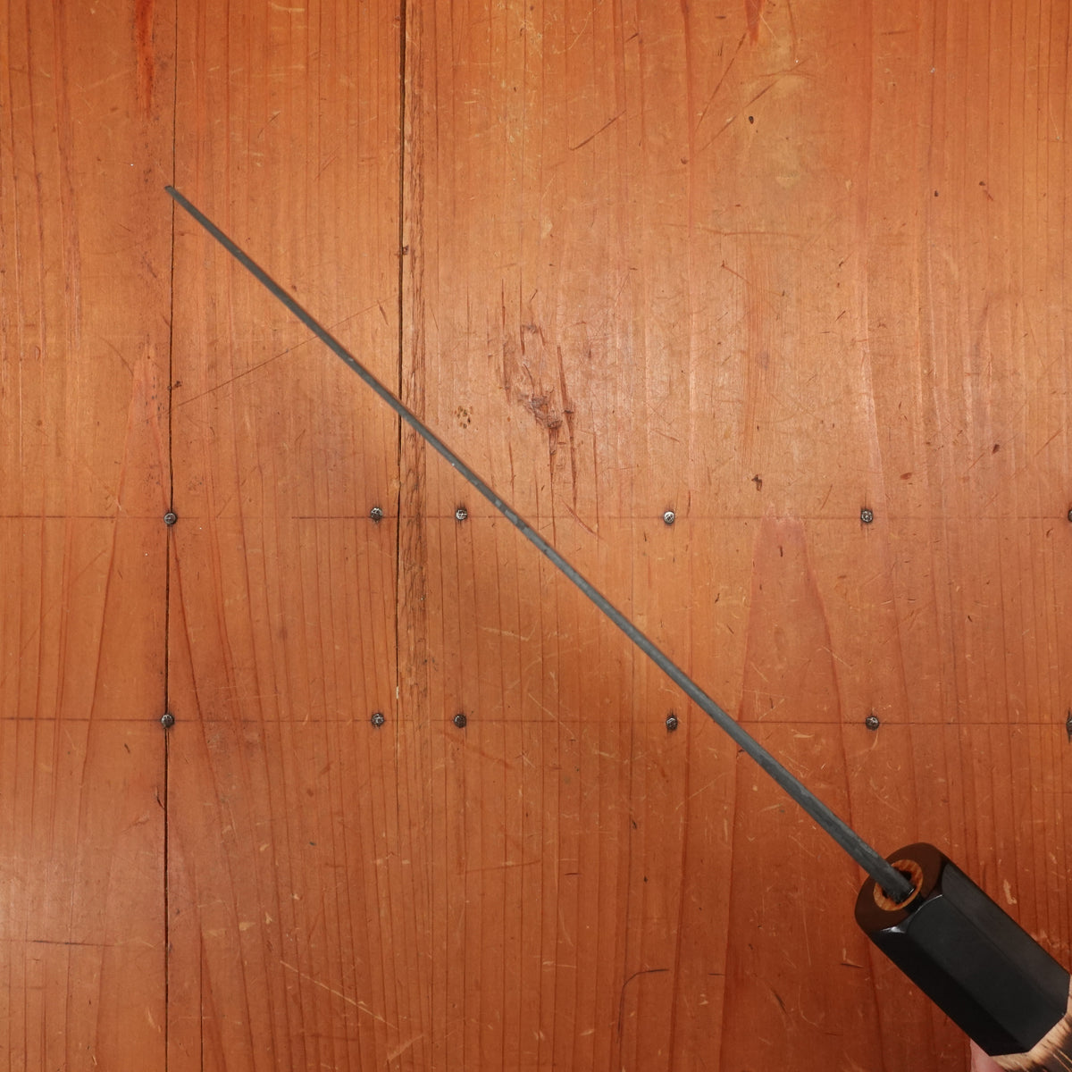 New Old Stock Yoshikane 165mm Wa-Nakiri SLD Suminagashi Damascus with New Burnt Chestnut Handle