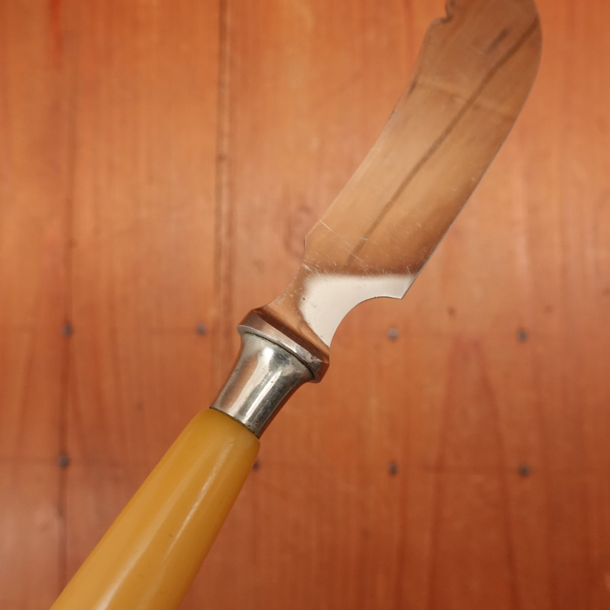 Unmarked 3.25" Butter / Cheese / Pate Knife Chromed Carbon Steel Germany 1950s?