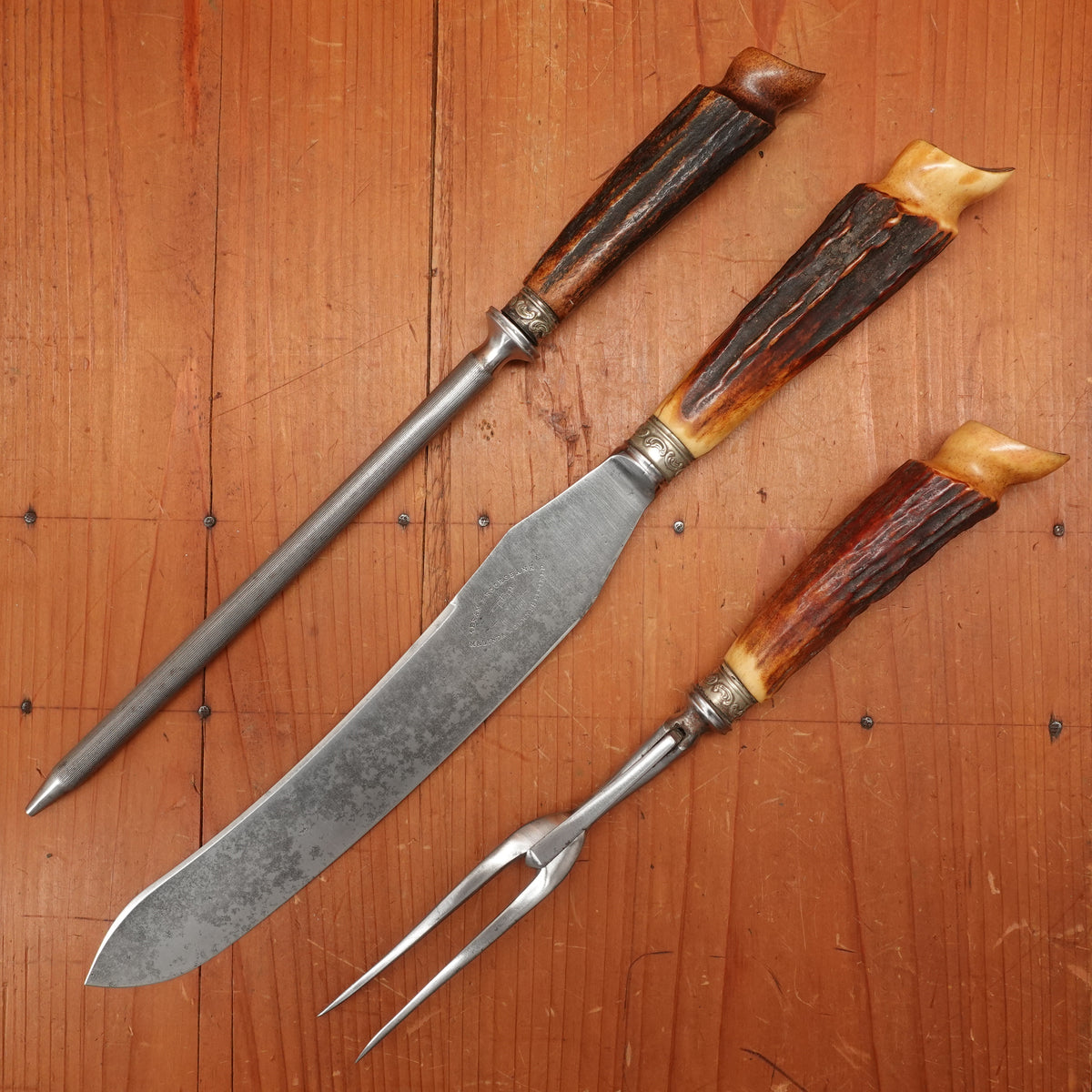 Abram Brooksbank Malinda Works 3 Pc Carving Set In Box Sheffield Circa 1900-1920?