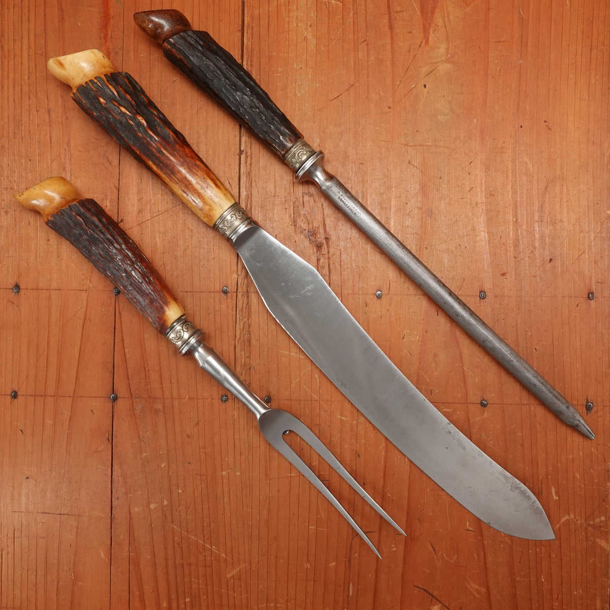 Abram Brooksbank Malinda Works 3 Pc Carving Set In Box Sheffield Circa 1900-1920?
