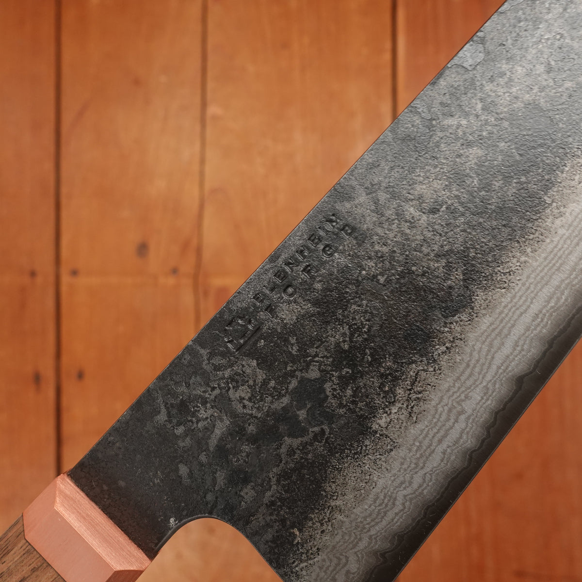 Blenheim Forge 220mm Gyuto Iron Clad Aogami 2 Walnut & Copper