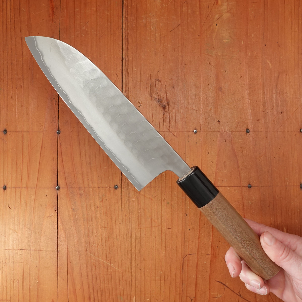 New Old Stock Yoshikane 165mm Santoku SKD Tsuchime D Ho/Horn Handle