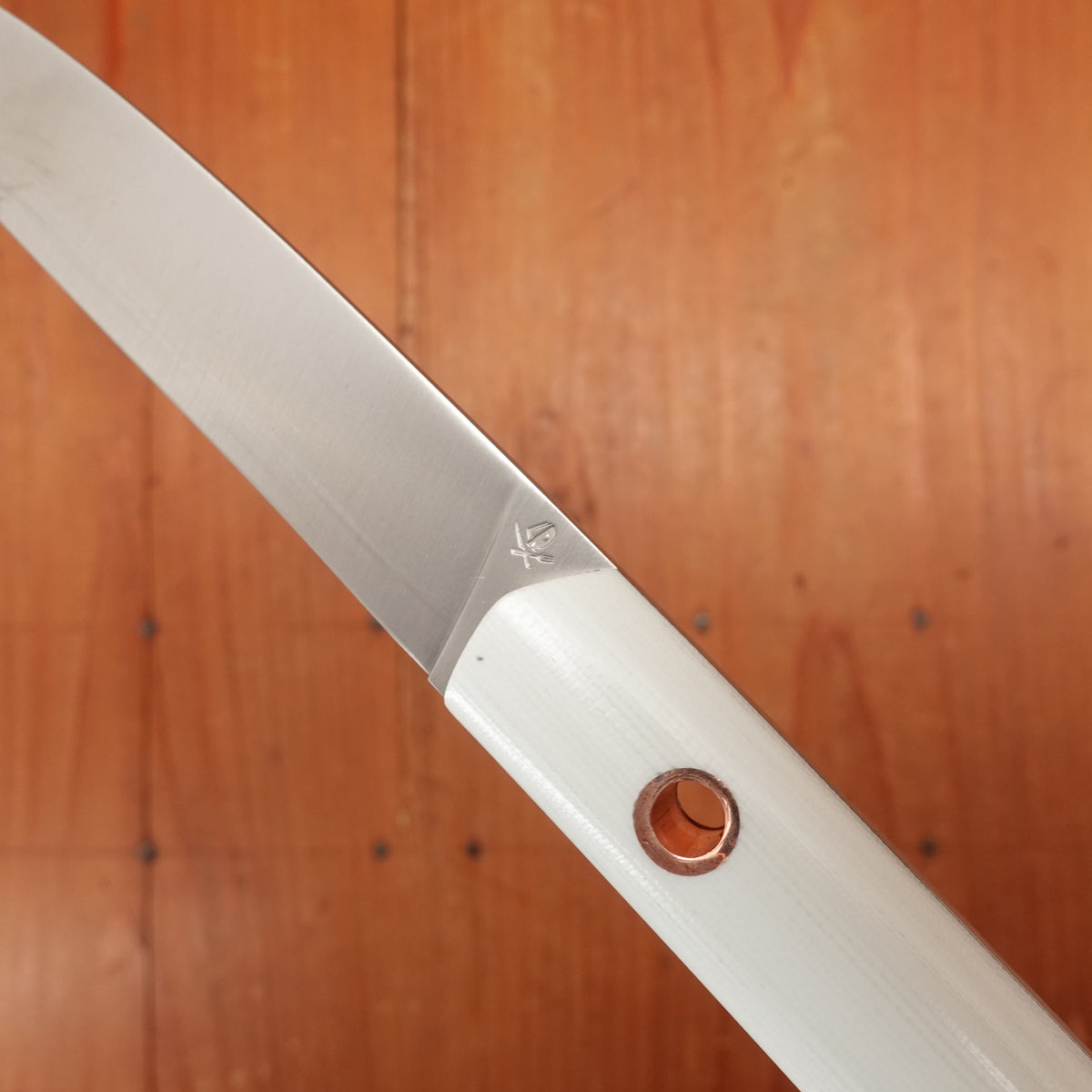 Roland Lannier Tableware's Not Dead! Steak Knife Stainless White G10 Alternative + Copper