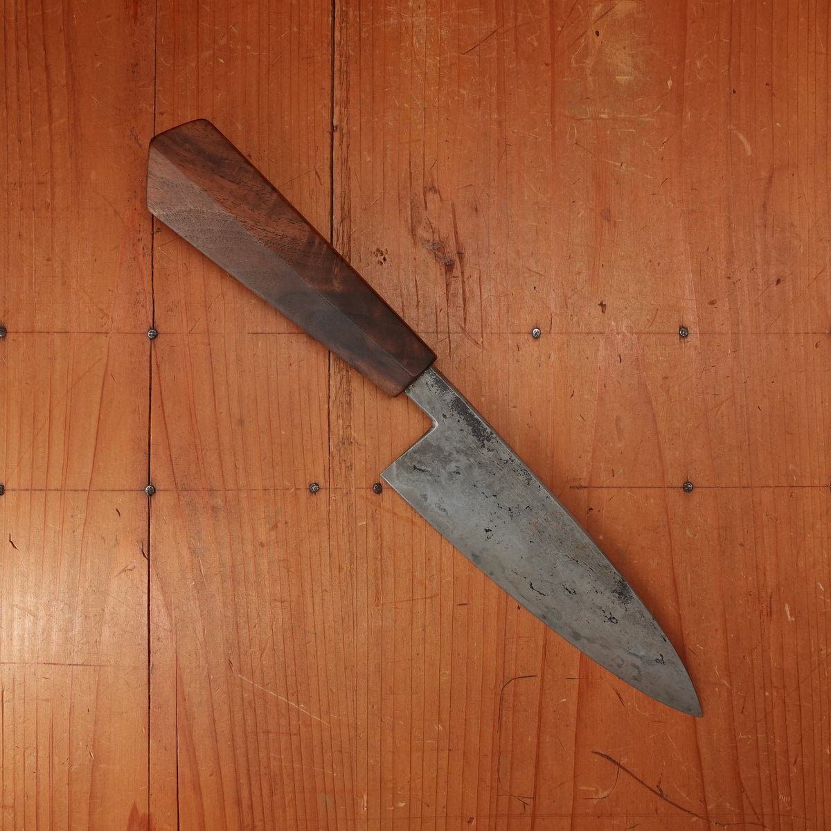 Dan Prendergast 7" Chef Knife Wrought Iron & Carbon Steel San Mai & English Walnut
