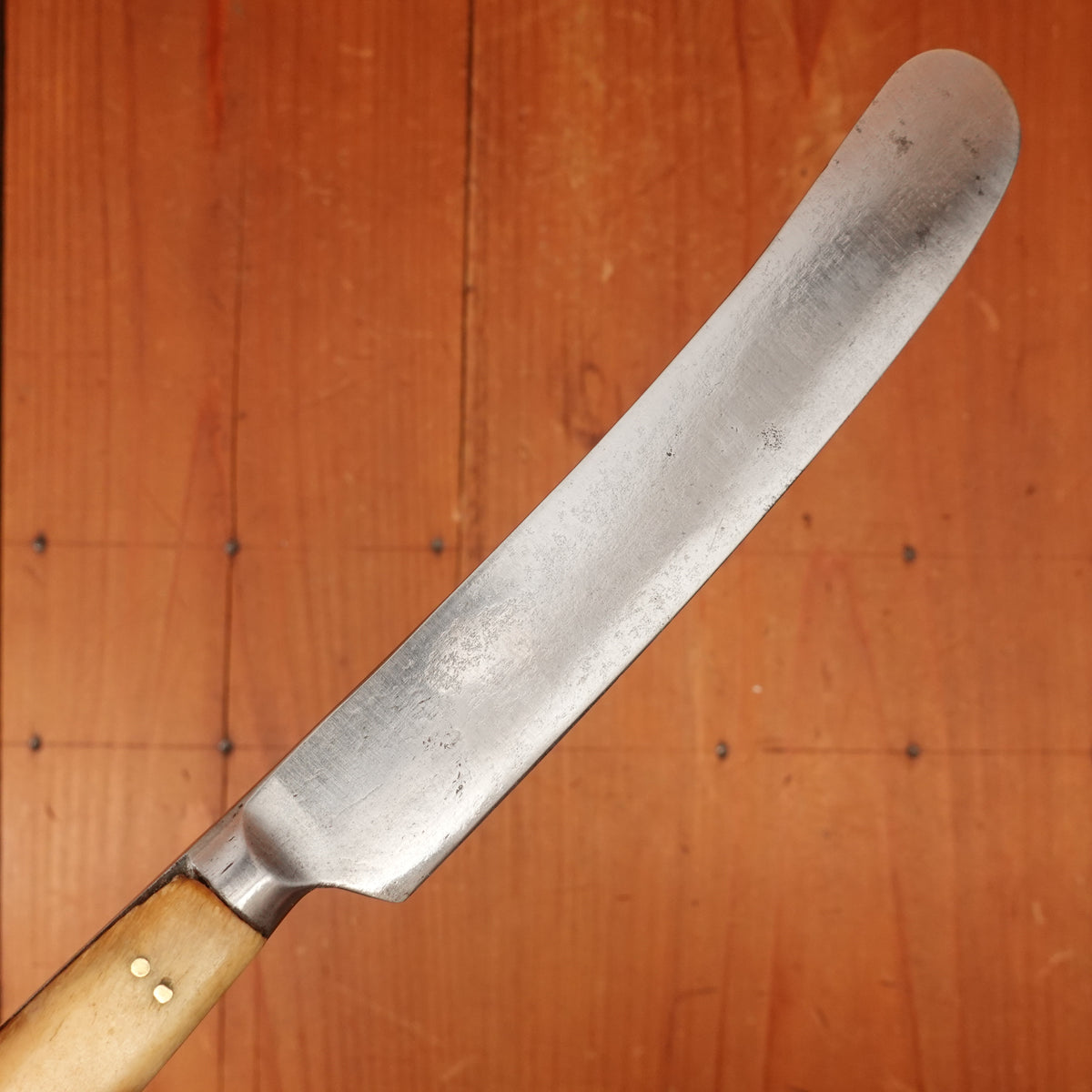 Frost, Askham & Mosforth Table Knife Set Double Shear Steel Bone & Brass Sheffield 1850-1855