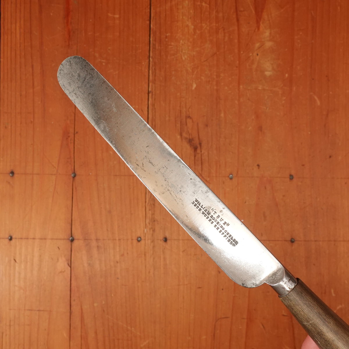 William Bocking "True" Ebor Works Table Knife Set Double Shear Steel Turned Horn Sheffield 1885-approx 1910