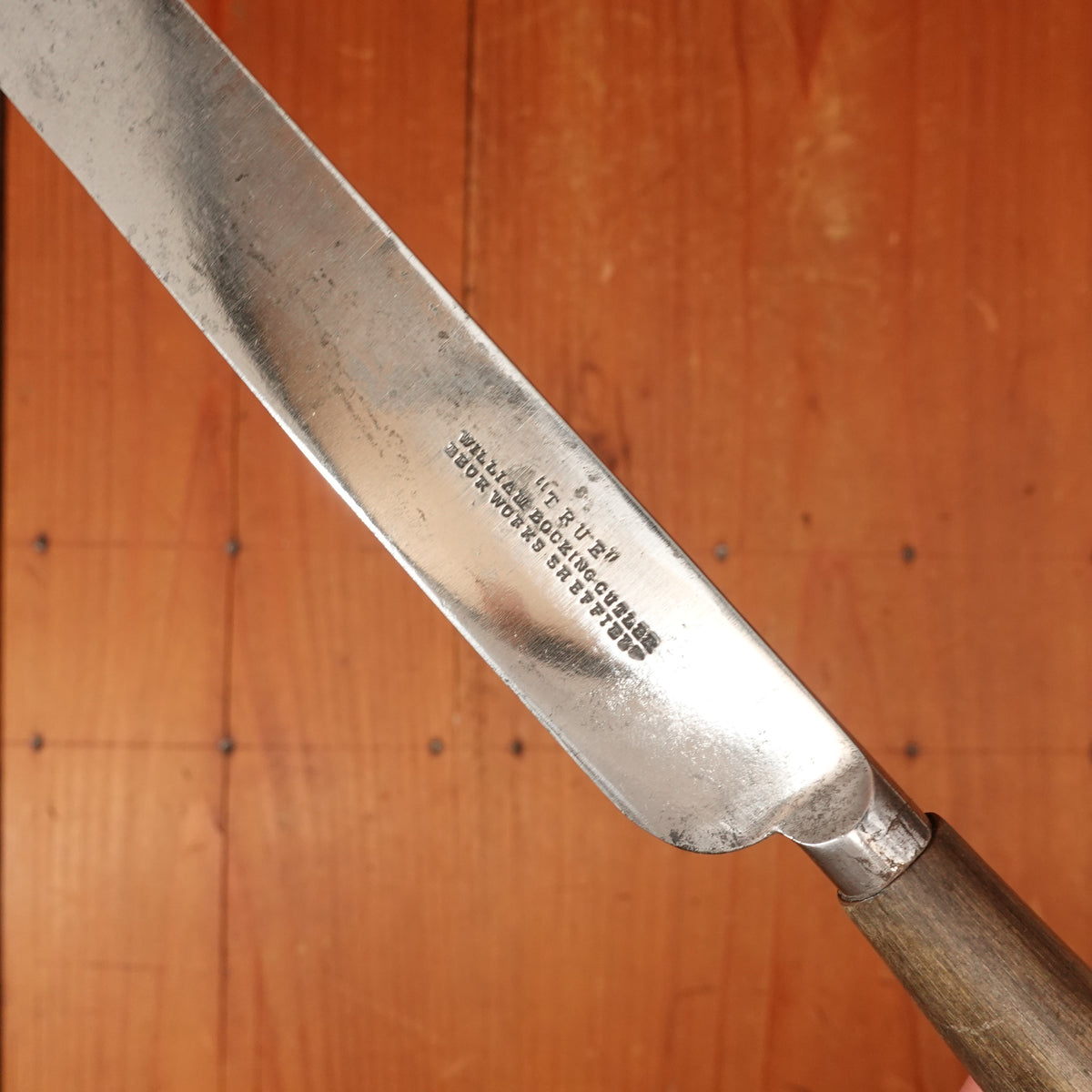 William Bocking "True" Ebor Works Table Knife Set Double Shear Steel Turned Horn Sheffield 1885-approx 1910