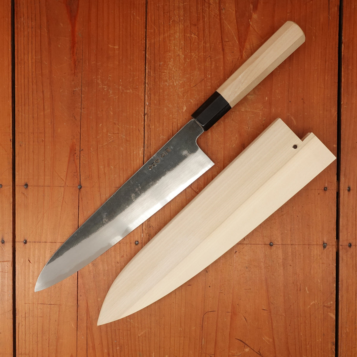 Sakai Kikumori Nakagawa x BC 240mm Gyuto Shirogami 1 Kurouchi Ho Wood with Saya