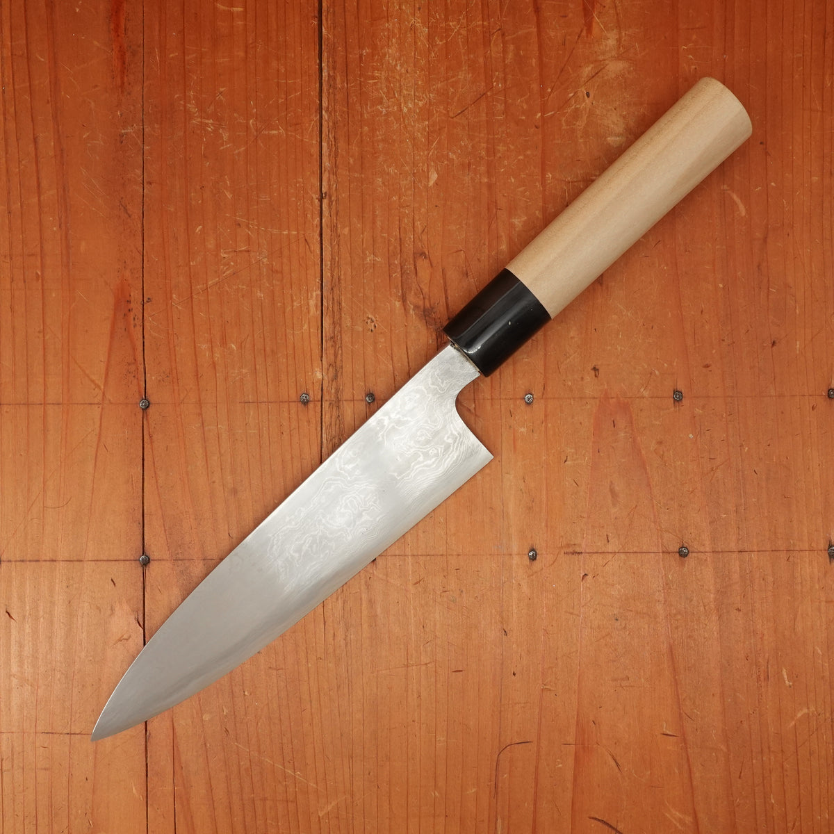 Shigefusa Kitaeji 180mm Wa-Gyuto 26c3 Suminagashi Magnolia Wood/Horn Ferrule Handle