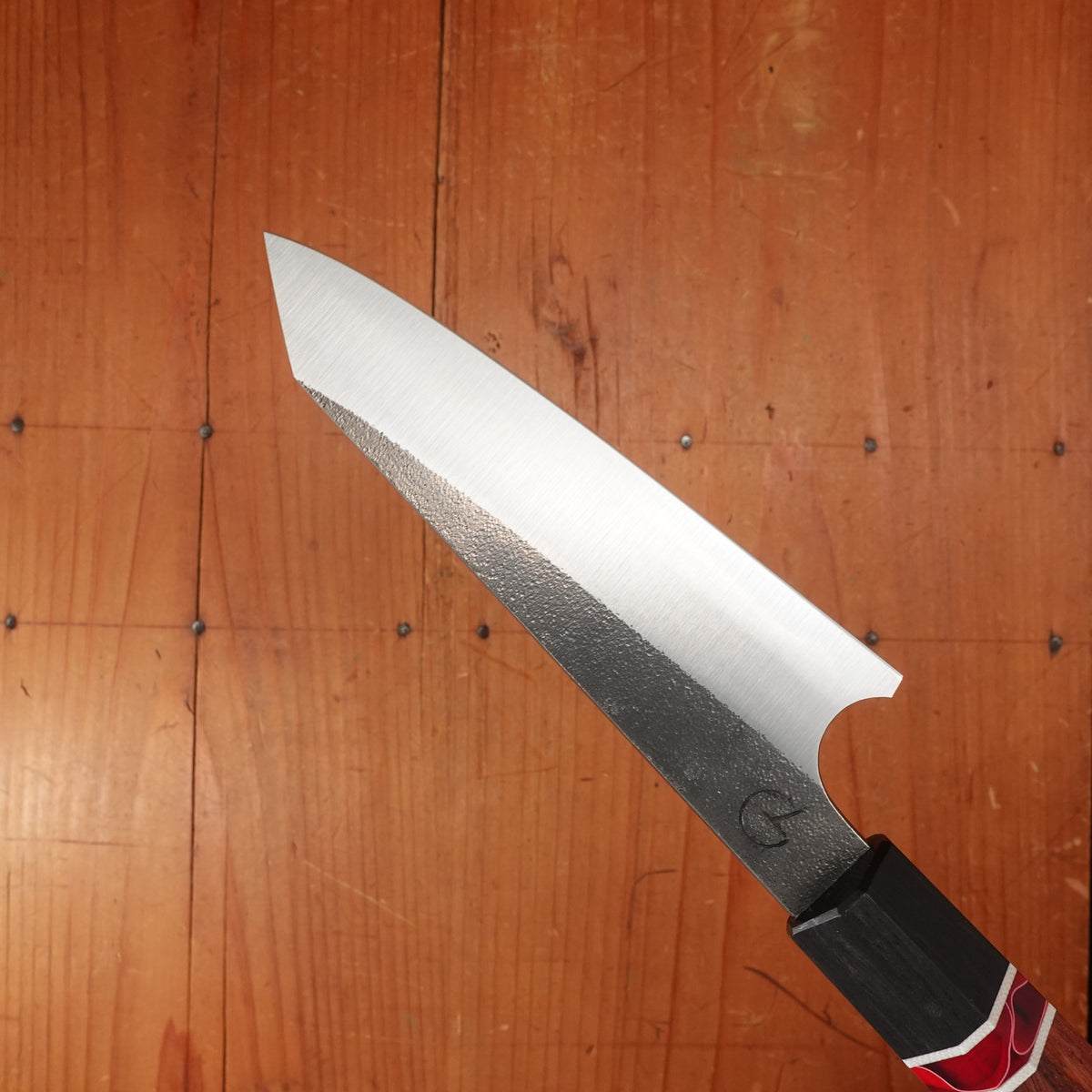 Alma Knife Co. 135mm Petty 26c3 Nashiji Canarywood/Ebony/Red Wave Spacer Handle