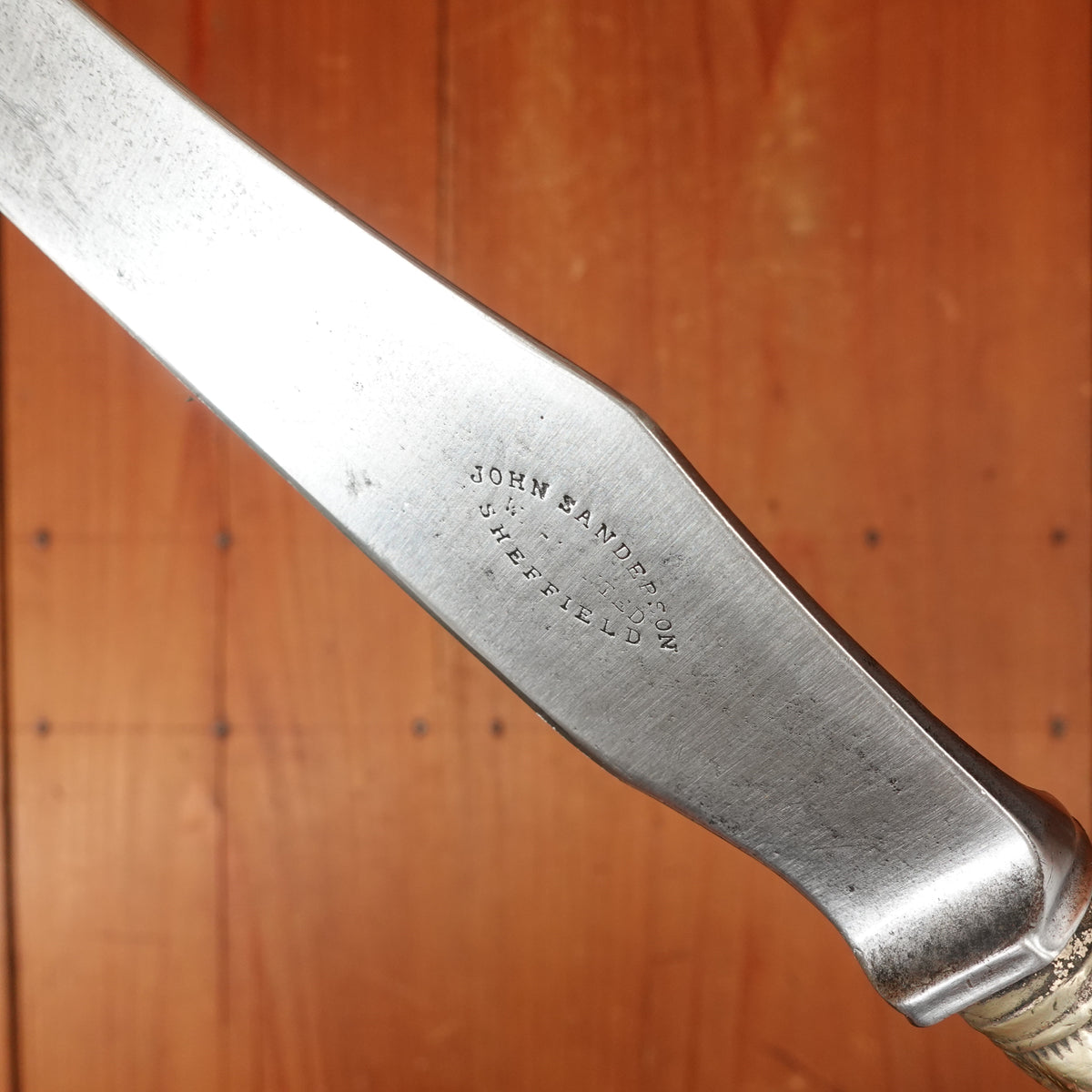 John Sanderson Carving Knife Shear Steel Nickel Hardware & Stag 1879-1920s