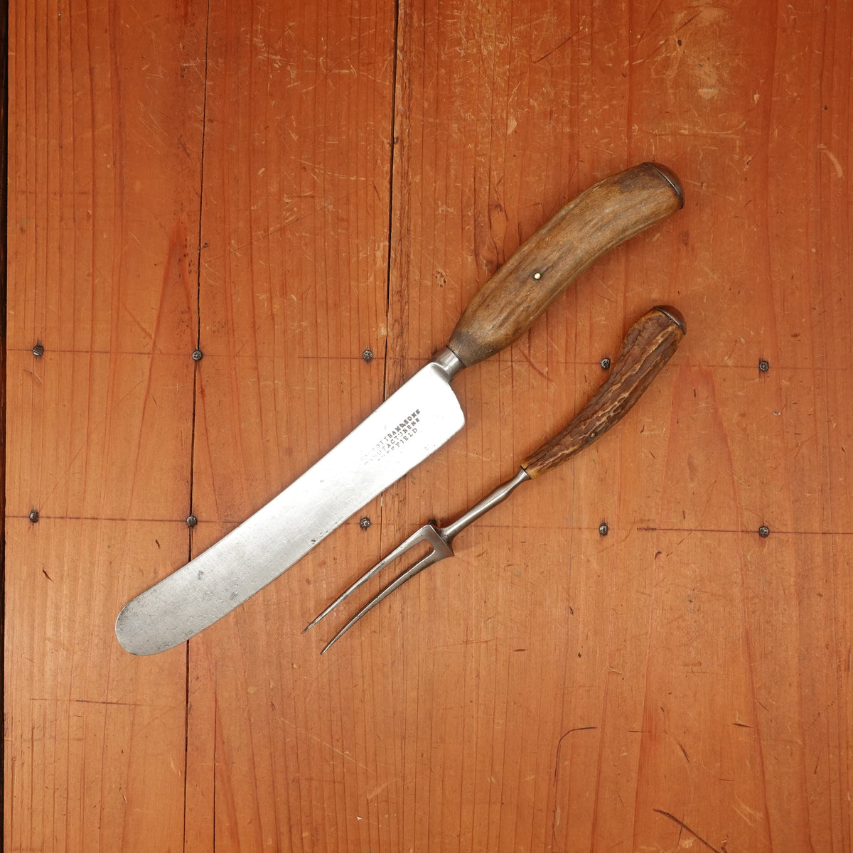 Thomas Mottram & Sons Table Knife Set Stag Shear Steel Sheffield 1839-1852