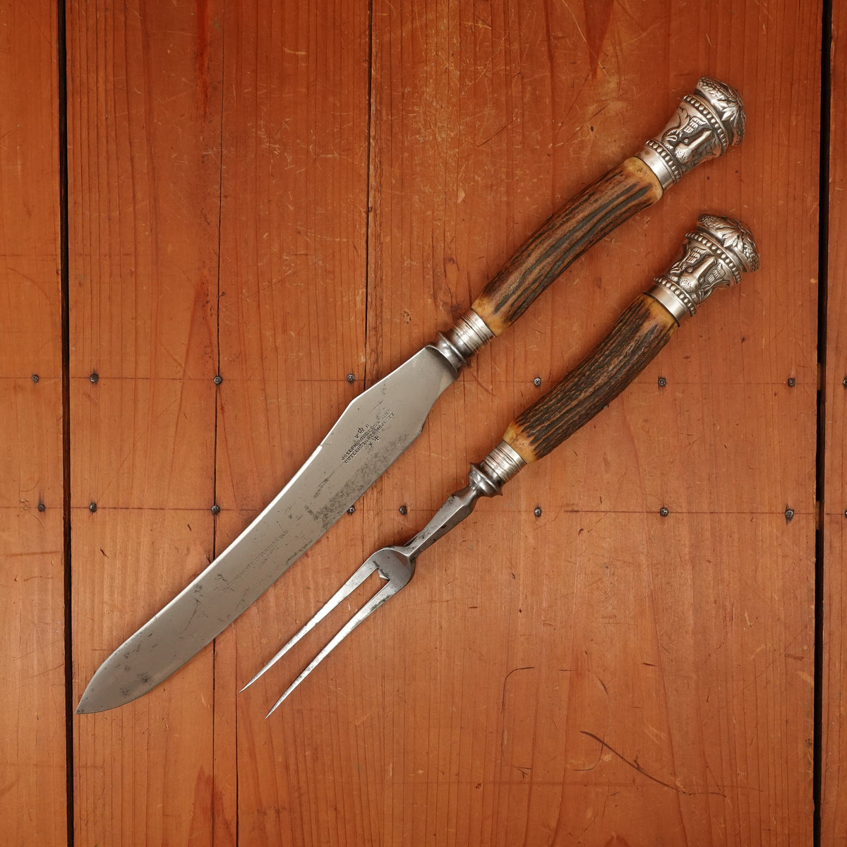 Joseph Rodgers & Sons Carving Set Carbon Steel Sheffield (Argentine Export?) 1880s-1900