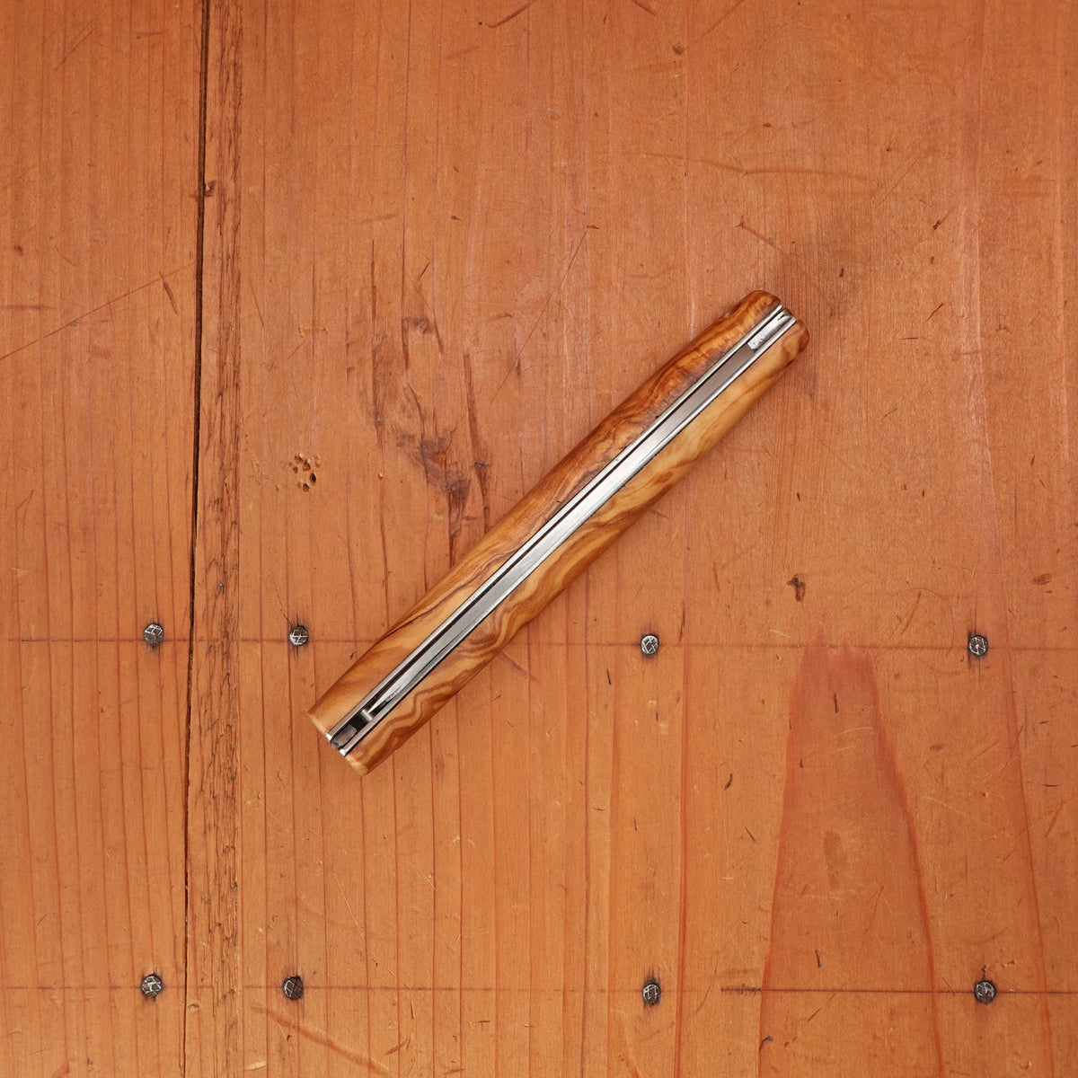 Pallares Busa 10cm Drop Point Stainless Steel Friction Lock Olive Wood Handle