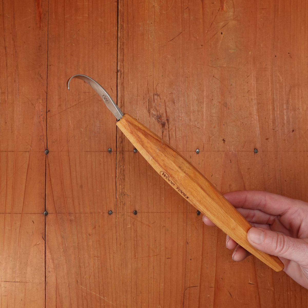 Wood Tools Right Handed Compound Curve Spoon Knife with Handle