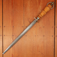 F Dick 12" Oval Medium Cut Sharpening Steel Turned Wood Handle Germany 1950s-70s