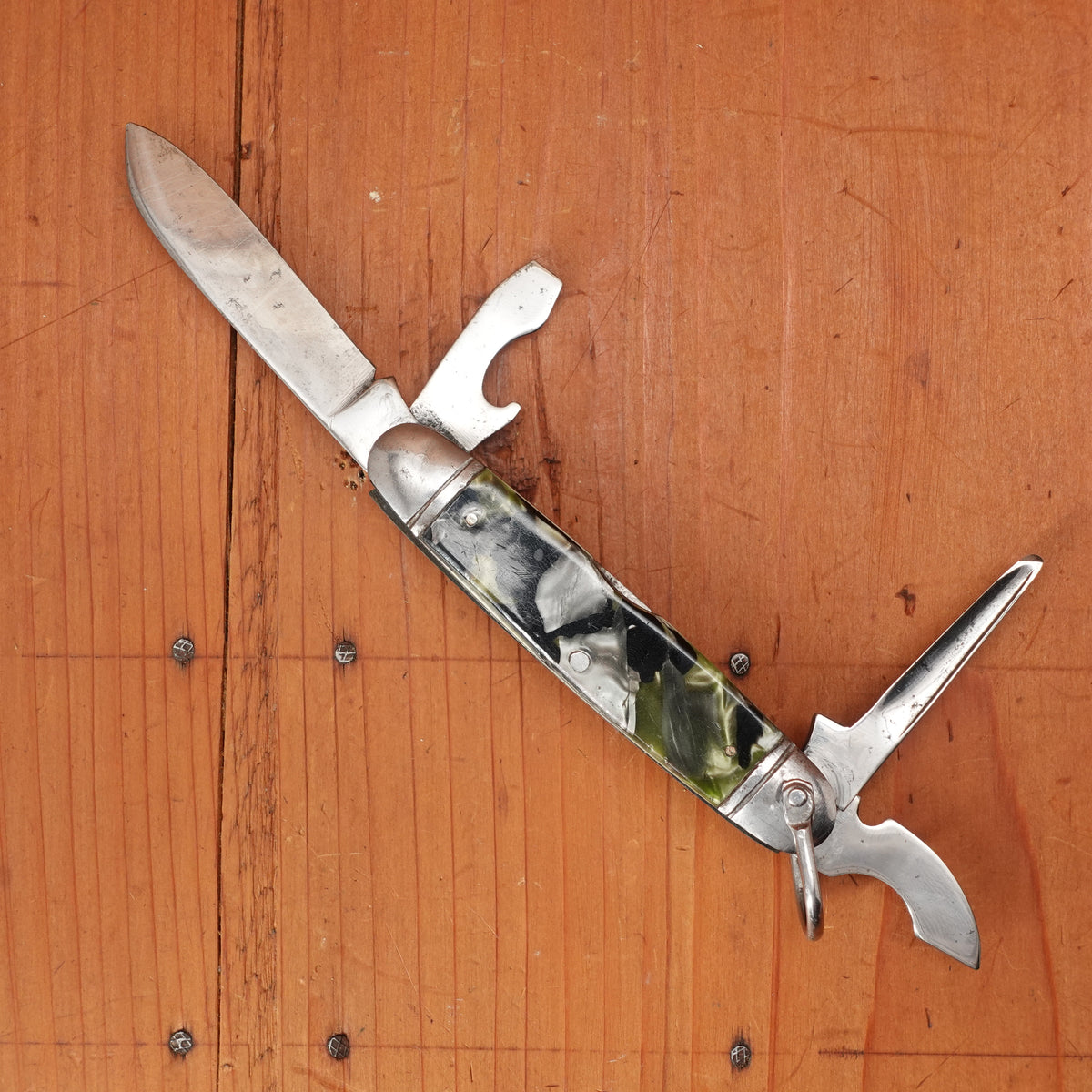 Vintage Utica Featherweight 3 3/8" Girl Scouts Knife M311 Spiral Punch VGC 1942-45