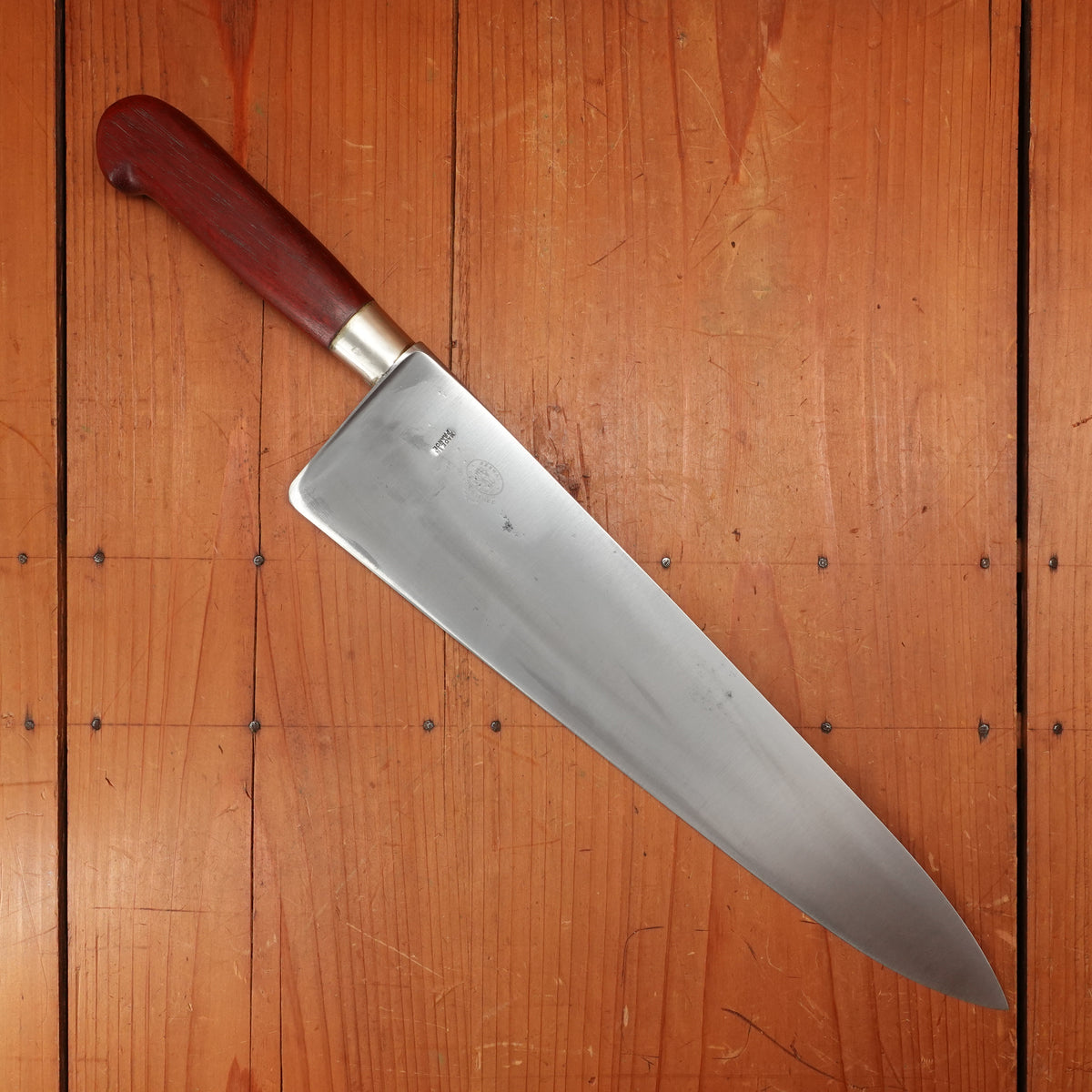 Tichet 12.25" Chef Knife Carbon Steel Paris 1890s-1920s Bubinga Rehandle
