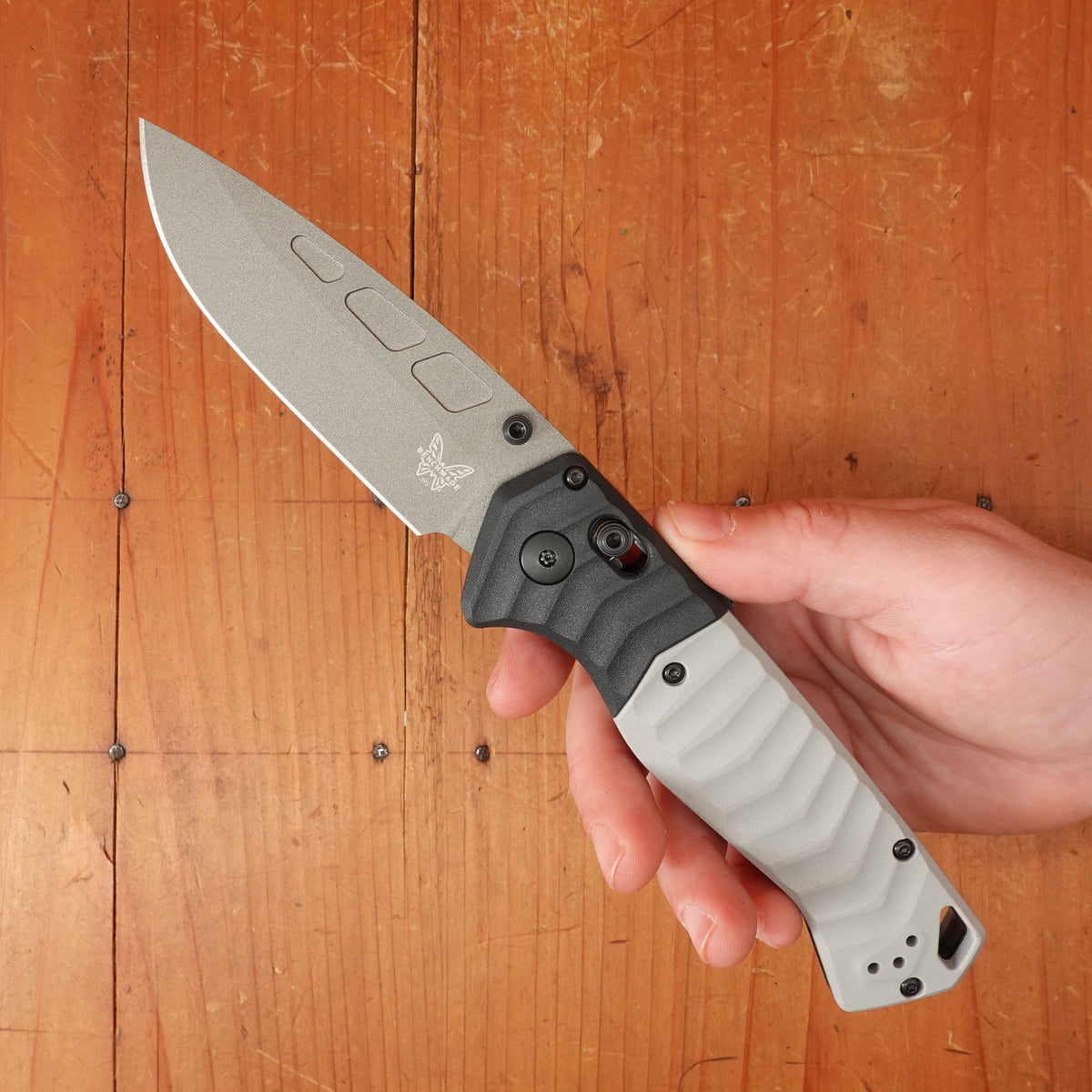 Benchmade 593GY-02 PSK Drop Point Elmax Powder Steel AXIS Assist Grivory® Tempest Gray/Storm Gray Handle